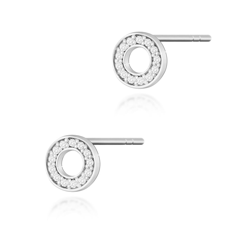 White Gold Earrings with 0.13 ct Diamonds | 585 (14k) White Gold Stud Earrings