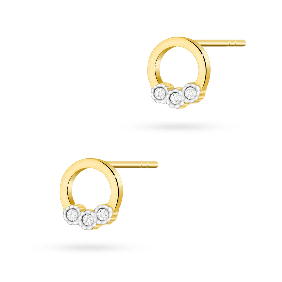 Gold Earrings with 0.052 ct Diamonds | 585 (14k) Gold Stud Earrings