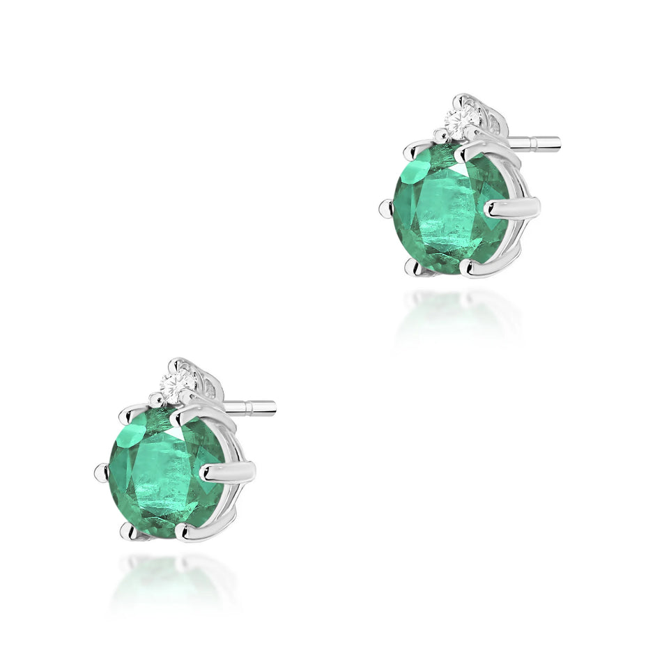 Zlaté náušnice s 0,50ct smaragdy a 0,029ct diamanty