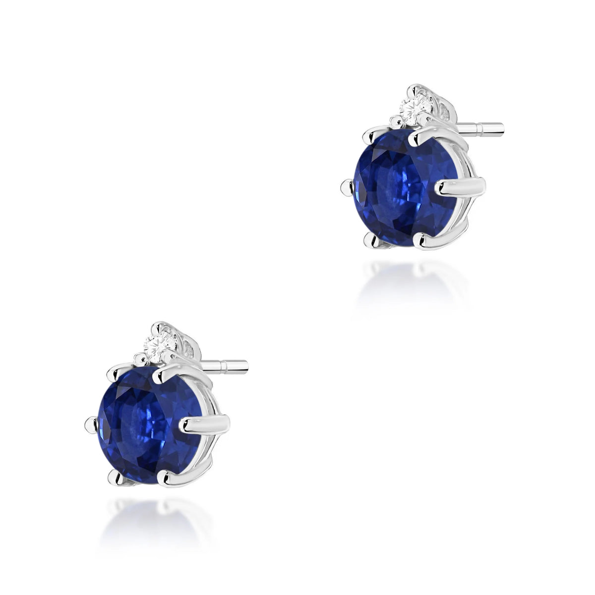 White Gold Earrings with 0.50 ct Sapphires and 0.029 ct Diamonds | 585 (14k) White Gold Stud Earrings