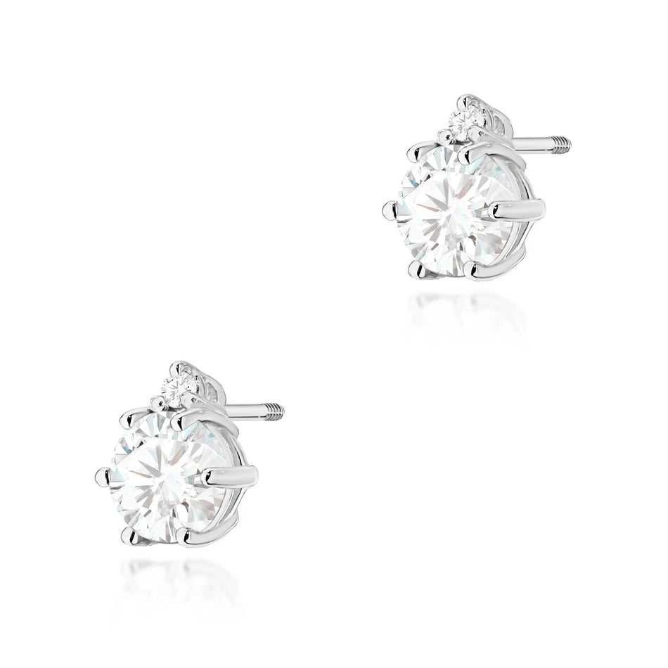 Gold Earrings with 0.60ct White Sapphires and 0.029ct Diamonds