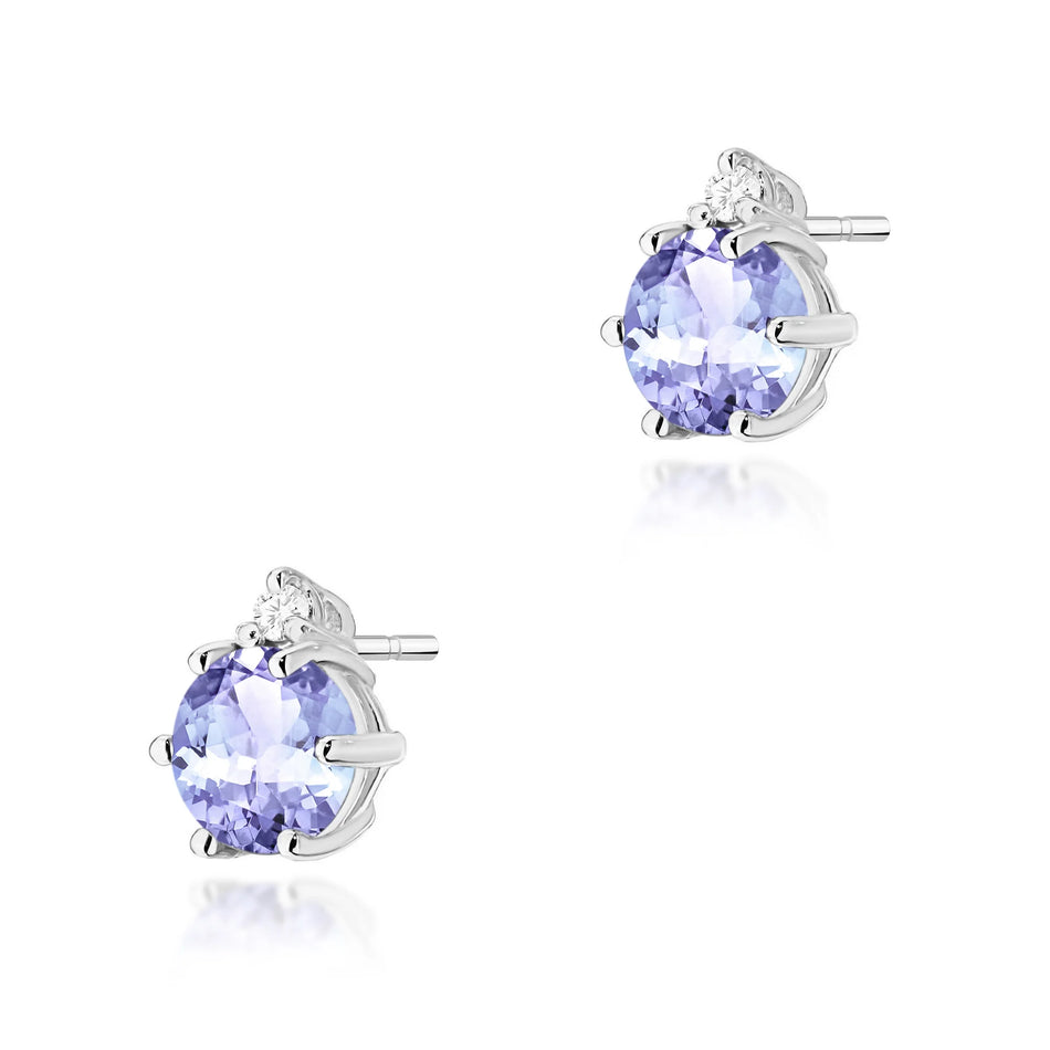 Zlaté náušnice s 0,50ct tanzanity a 0,029ct diamanty