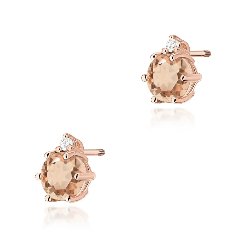 Gold Earrings with 0.40ct Morganites and 0.029ct Diamonds