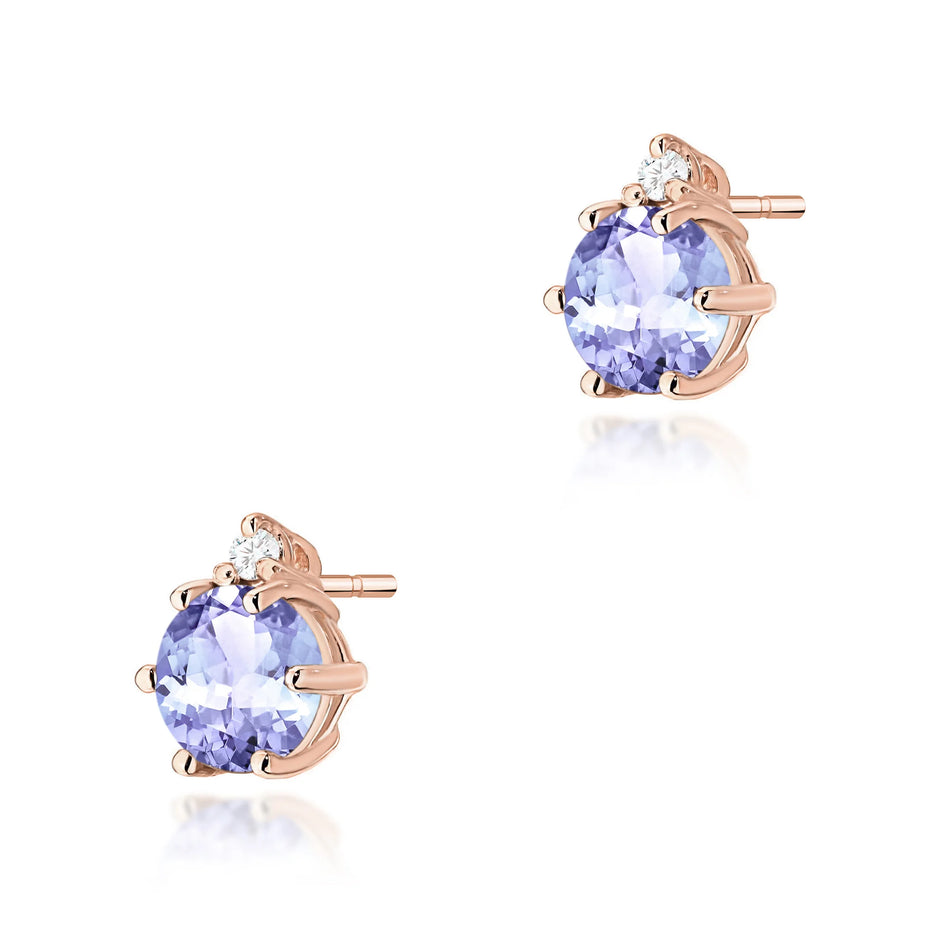 Zlaté náušnice s 0,50ct tanzanity a 0,029ct diamanty