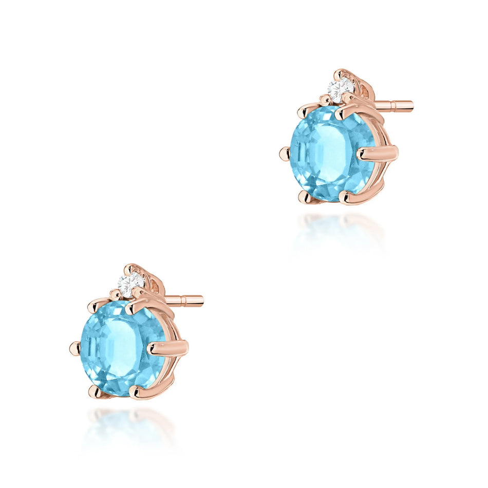 Zlaté náušnice s topazy 0,50 ct a diamanty 0,029 ct