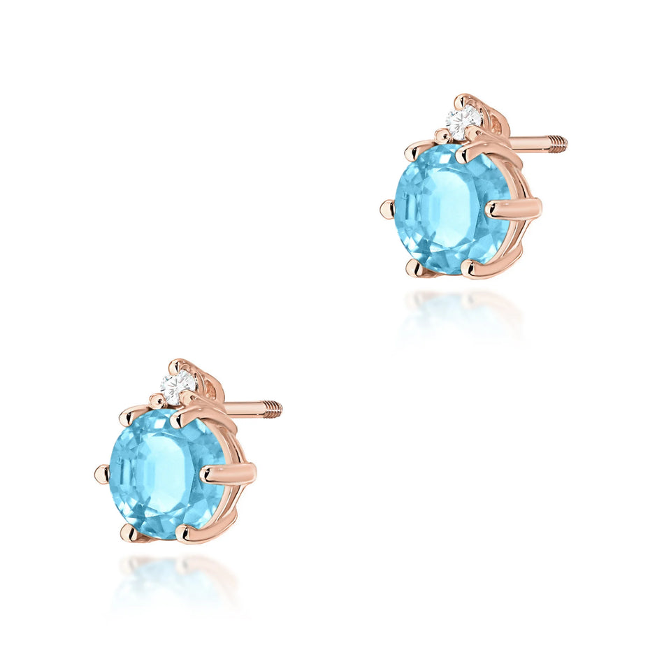 Zlaté náušnice s topazy 0,50 ct a diamanty 0,029 ct