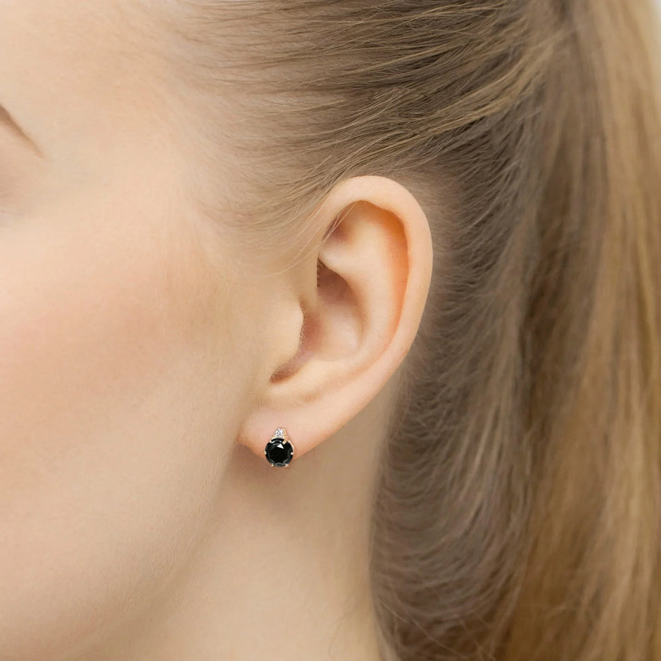 Zlaté náušnice s 0,50 ct černými diamanty a 0,029 ct diamanty