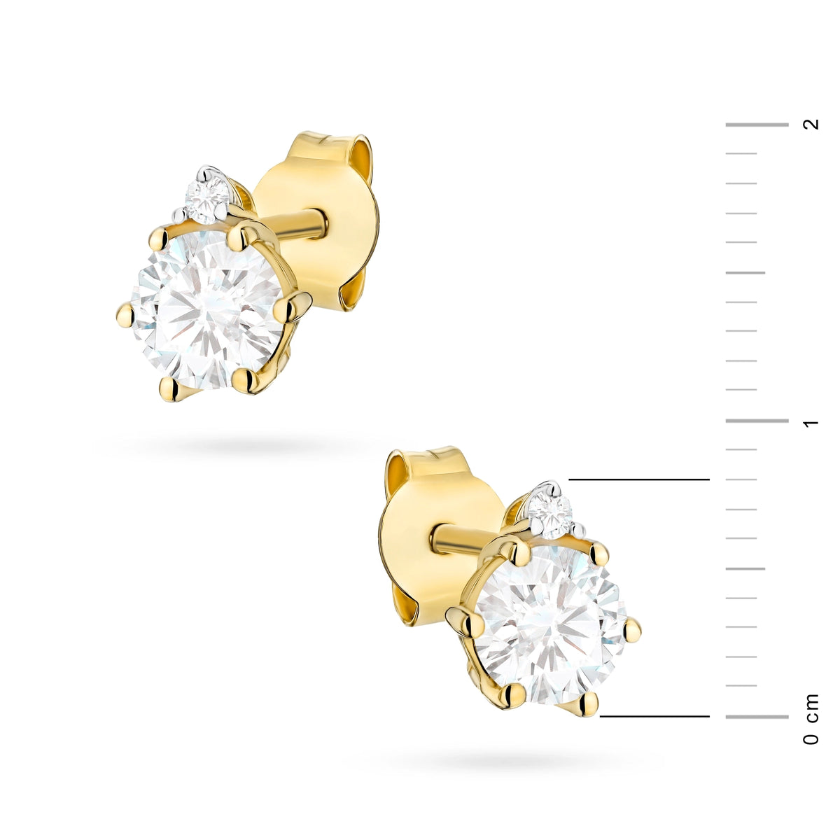 zlaté náušnice se 2 x 0,50 ct laboratorních diamantů a 0,029 ct dalších laboratorních diamantů k0076-ldw-01
