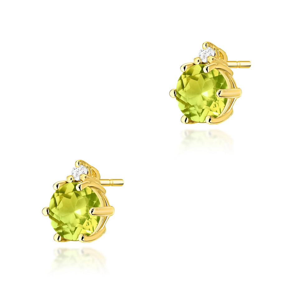 Gold Earrings with 0.60ct Olivines and 0.029ct Diamonds