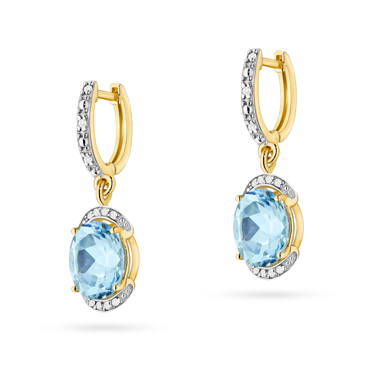 zlaté náušnice se 2 x 3,00 ct topazy a 0,132 ct doplňujícími diamanty k0150-tob-01