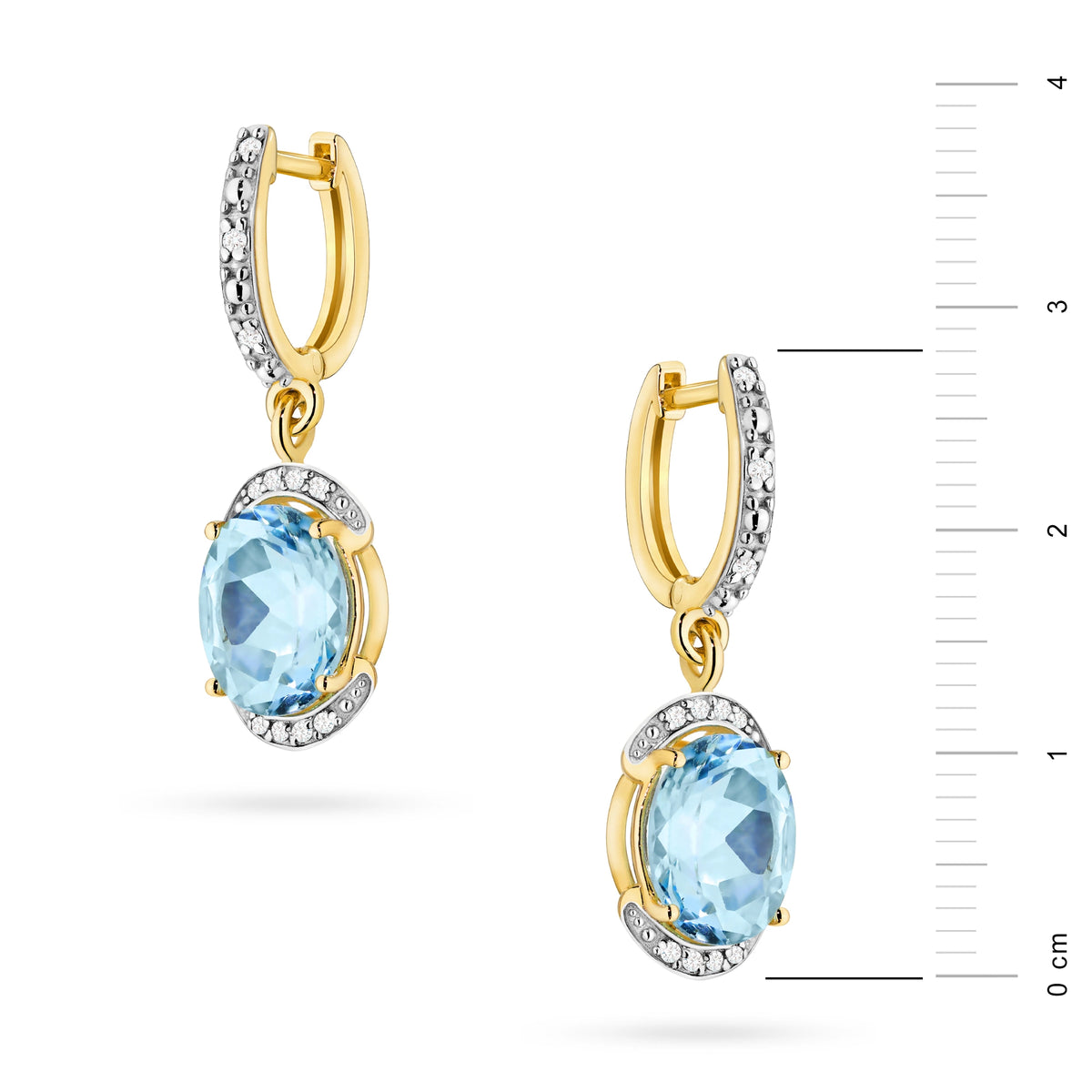zlaté náušnice se 2 x 3,00 ct topazy a 0,132 ct doplňujícími diamanty k0150-tob-01