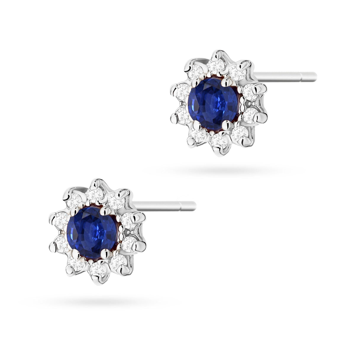 zlaté náušnice se 2 × 0,15 ct safíry a 0,172 ct doplňkovými diamanty k0185-sab-01