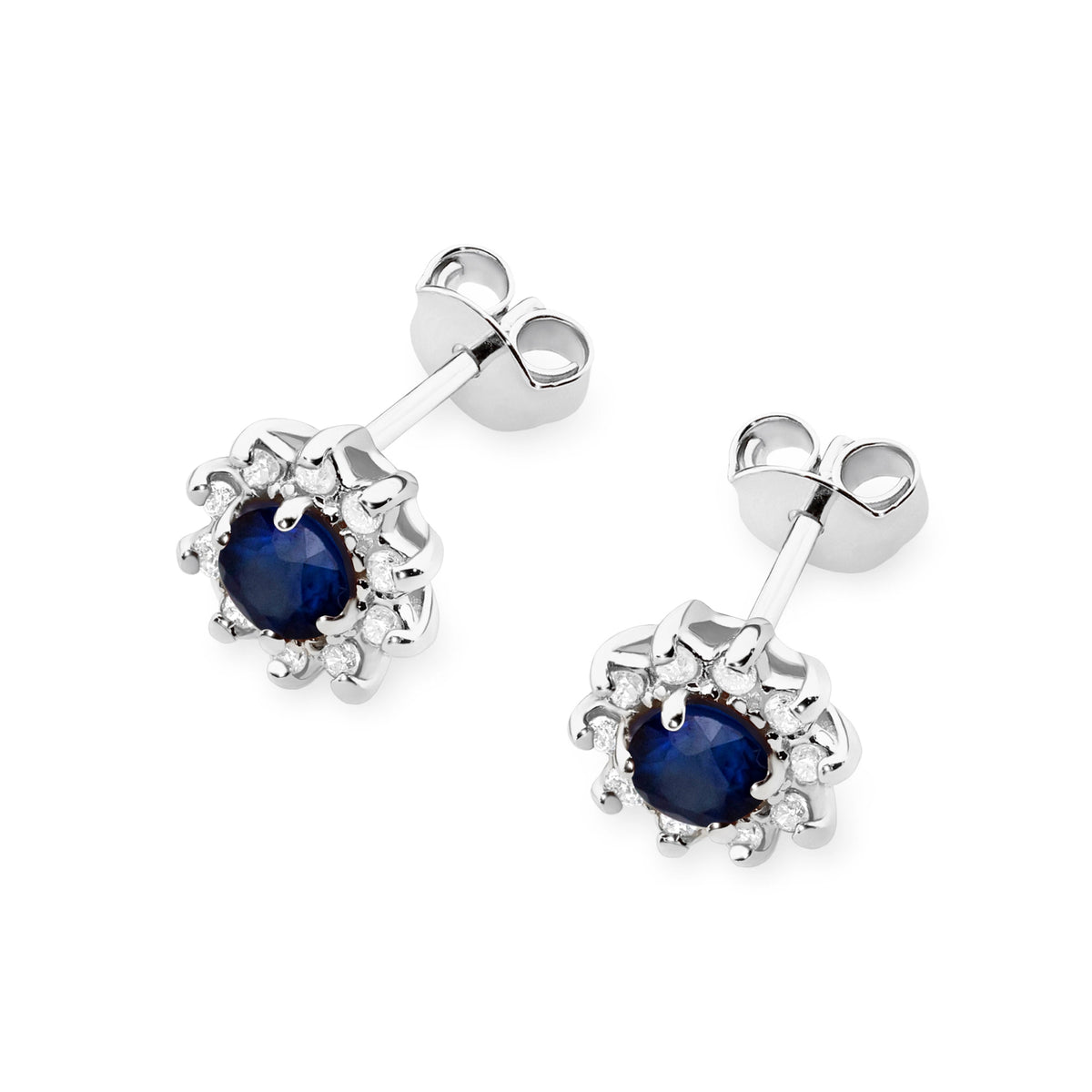 zlaté náušnice se 2 × 0,15 ct safíry a 0,172 ct doplňkovými diamanty k0185-sab-01