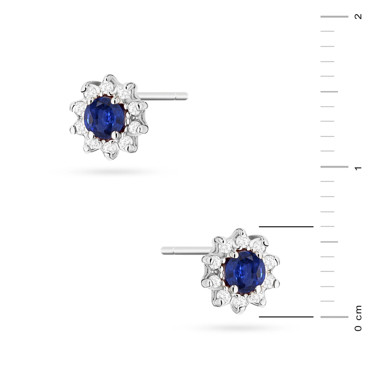 zlaté náušnice se 2 × 0,15 ct safíry a 0,172 ct doplňkovými diamanty k0185-sab-01