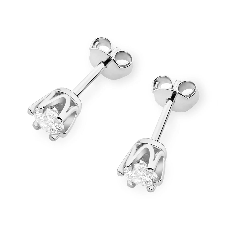 White Gold Earrings with 0.30 ct Lab-Grown Diamonds | 585 (14k) White Gold Stud Earrings