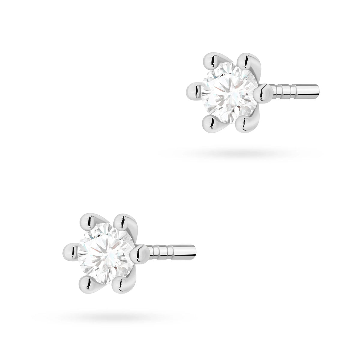 White Gold Earrings with 0.08 ct Diamonds | 585 (14k) White Gold Stud Earrings