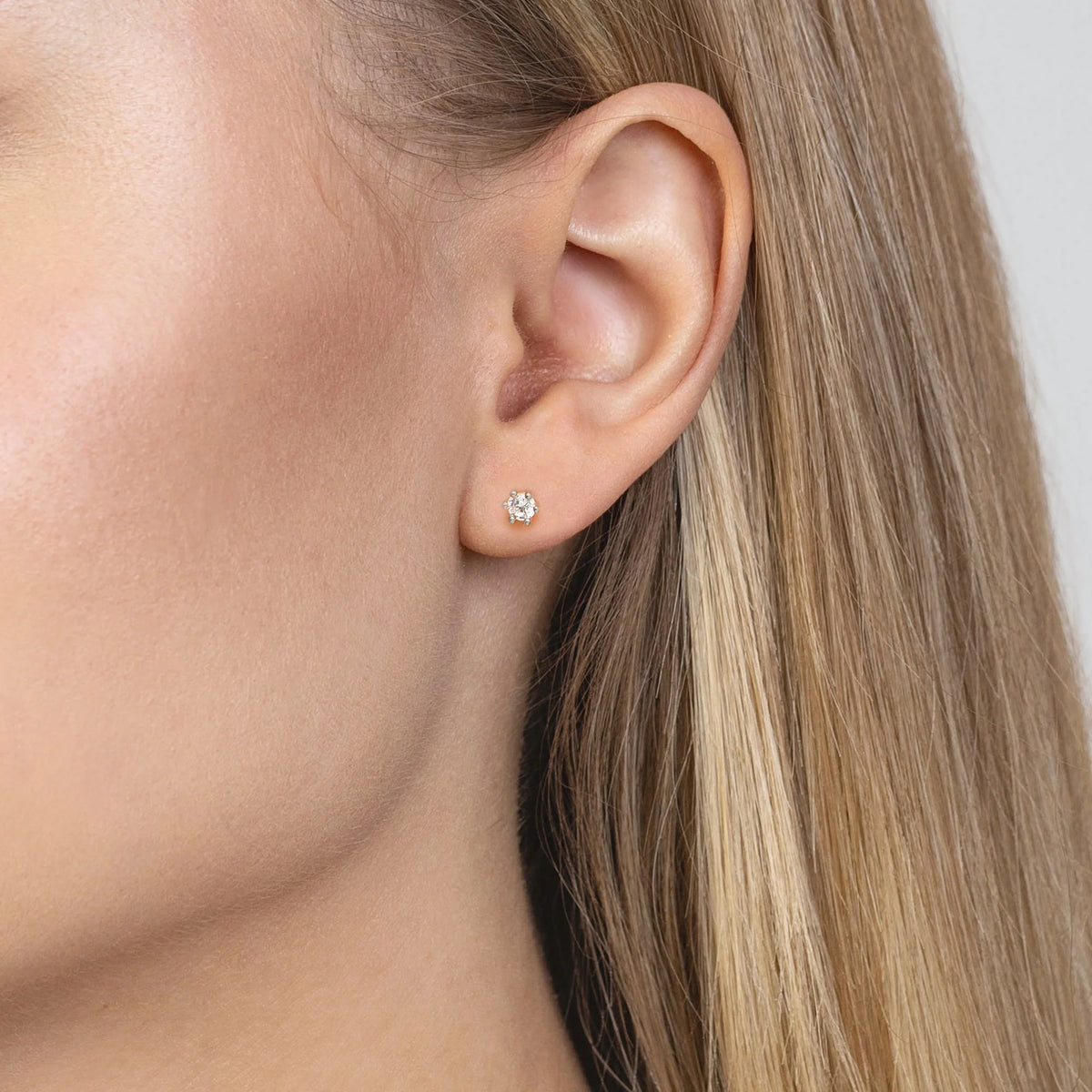 White Gold Earrings with 0.08 ct Diamonds | 585 (14k) White Gold Stud Earrings
