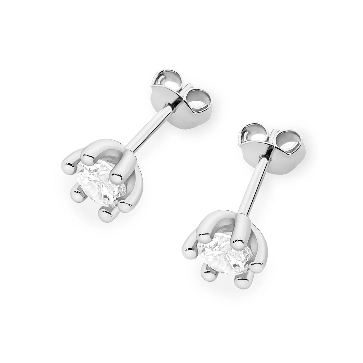 White Gold Earrings with 0.30 ct Diamonds | 585 (14k) White Gold Stud Earrings