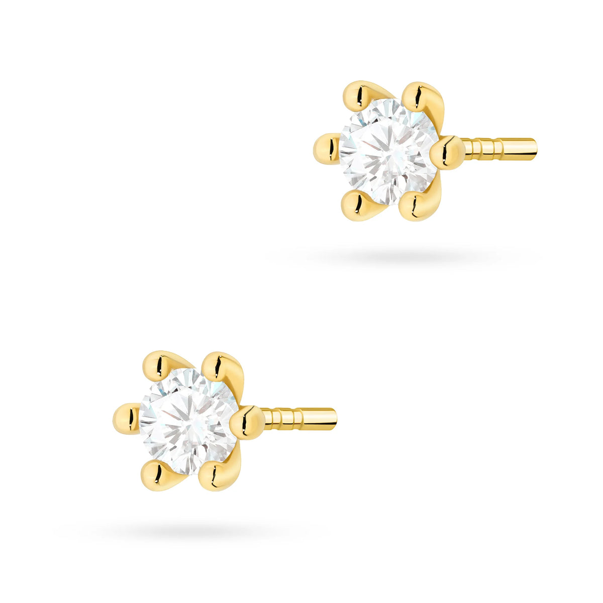 Gold Earrings with 0.15 ct Diamonds | 585 (14k) Gold Stud Earrings
