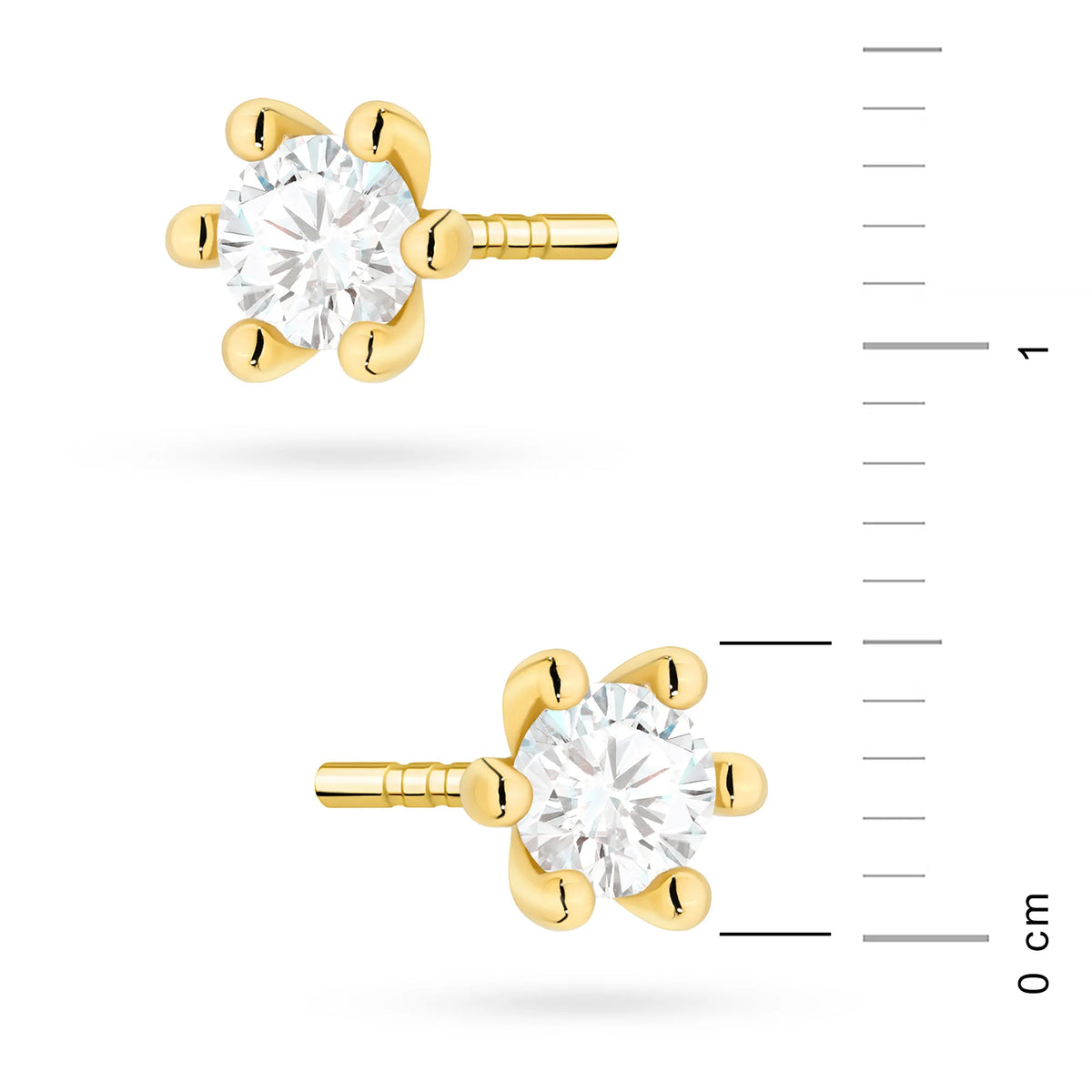 Gold Earrings with 0.15 ct Diamonds | 585 (14k) Gold Stud Earrings