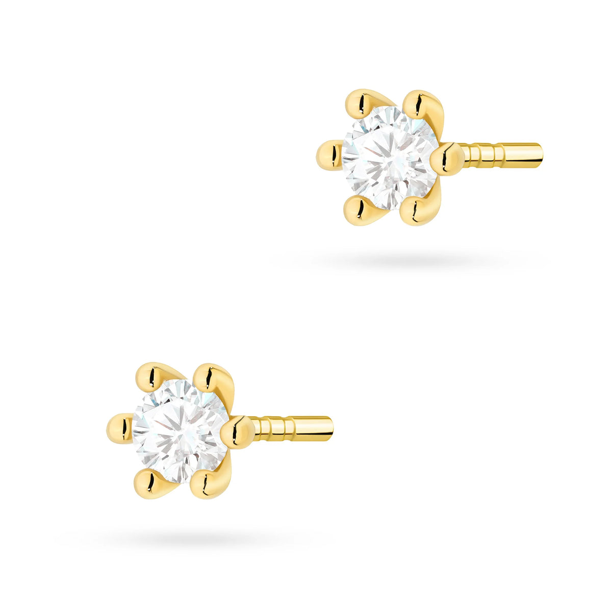Gold Earrings with 0.10 ct Lab-Grown Diamonds | 585 (14k) Gold Stud Earrings