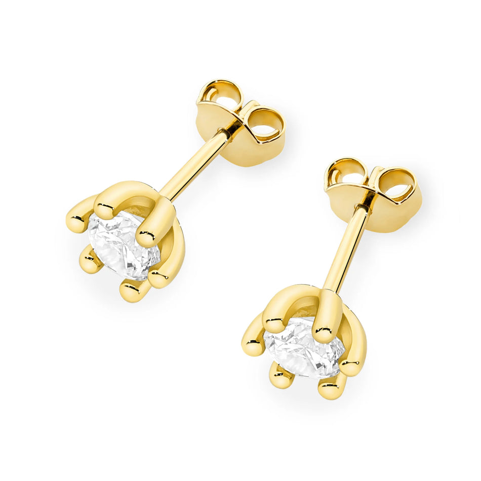 Gold Earrings with 0.30 ct Lab-Grown Diamonds | 585 (14k) Gold Stud Earrings
