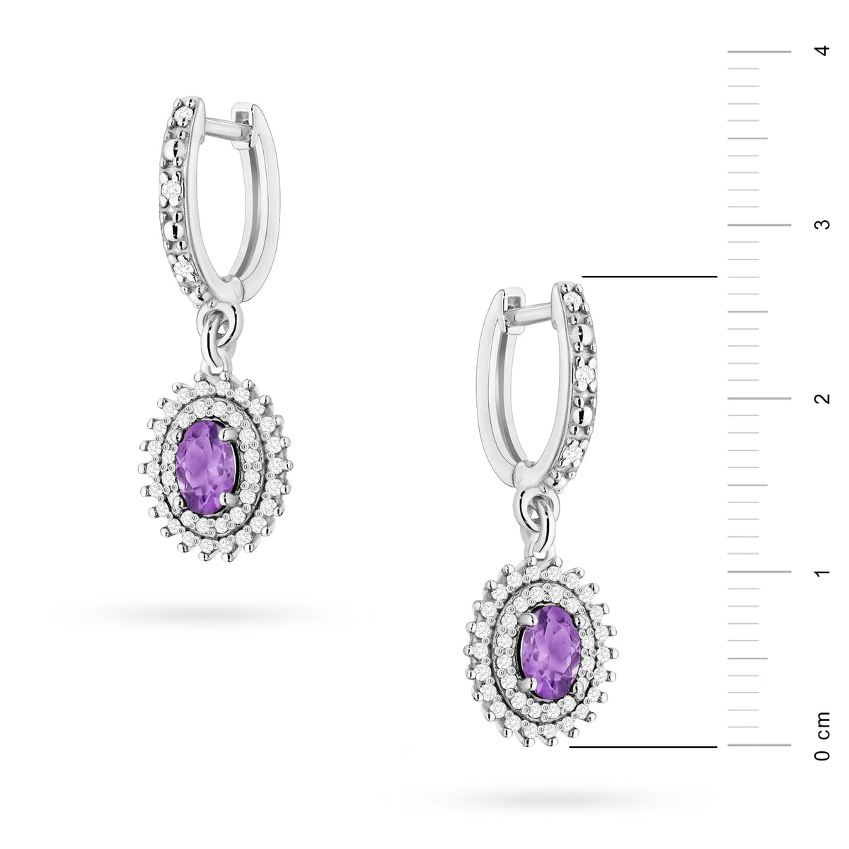 zlaté náušnice se 2 x 0,40 ct ametysty a 0,442 ct doplňkových diamantů k0303-amv-01
