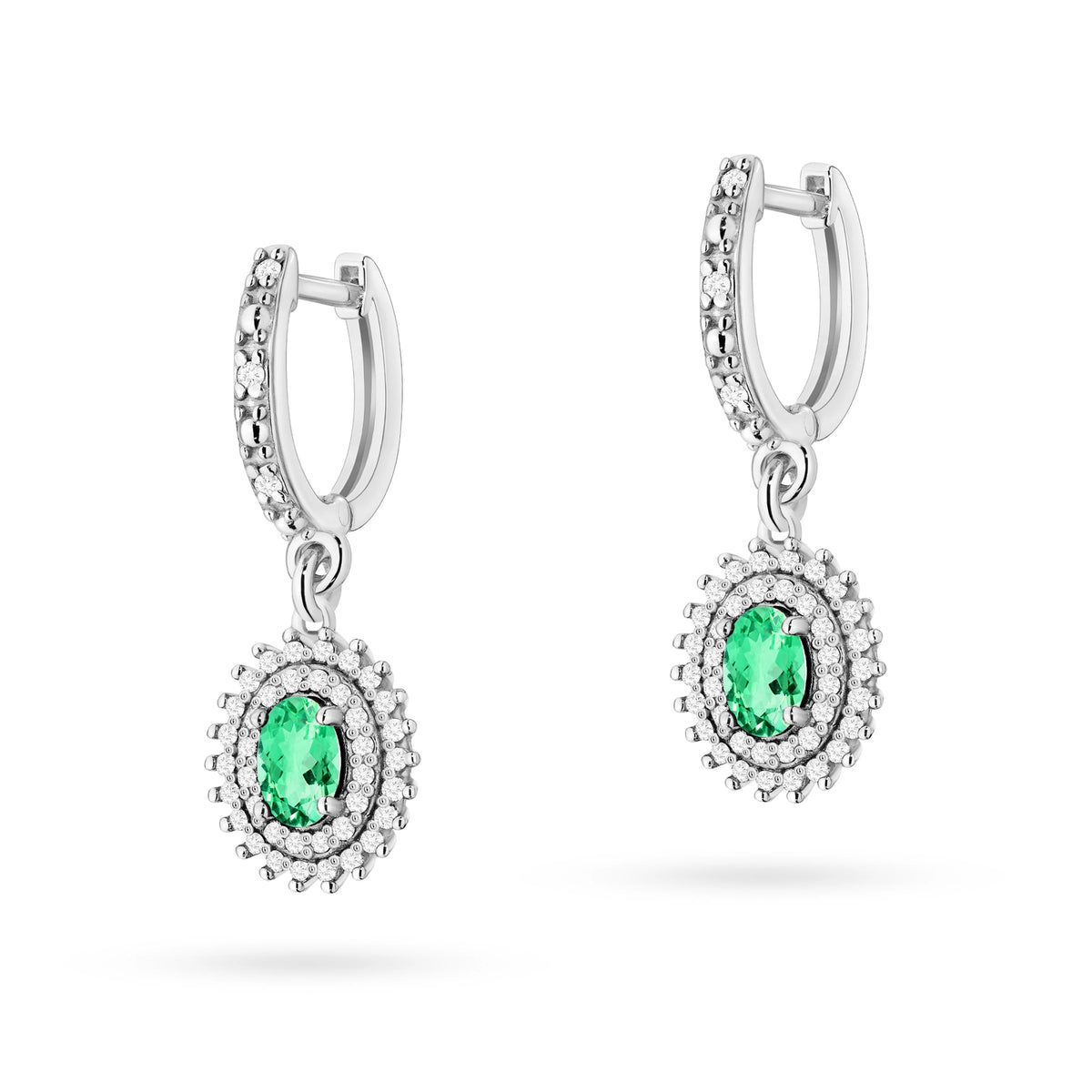 zlaté náušnice se 2 x 0,40 ct smaragdy a 0,442 ct doplňkových diamantů k0303-emg-01