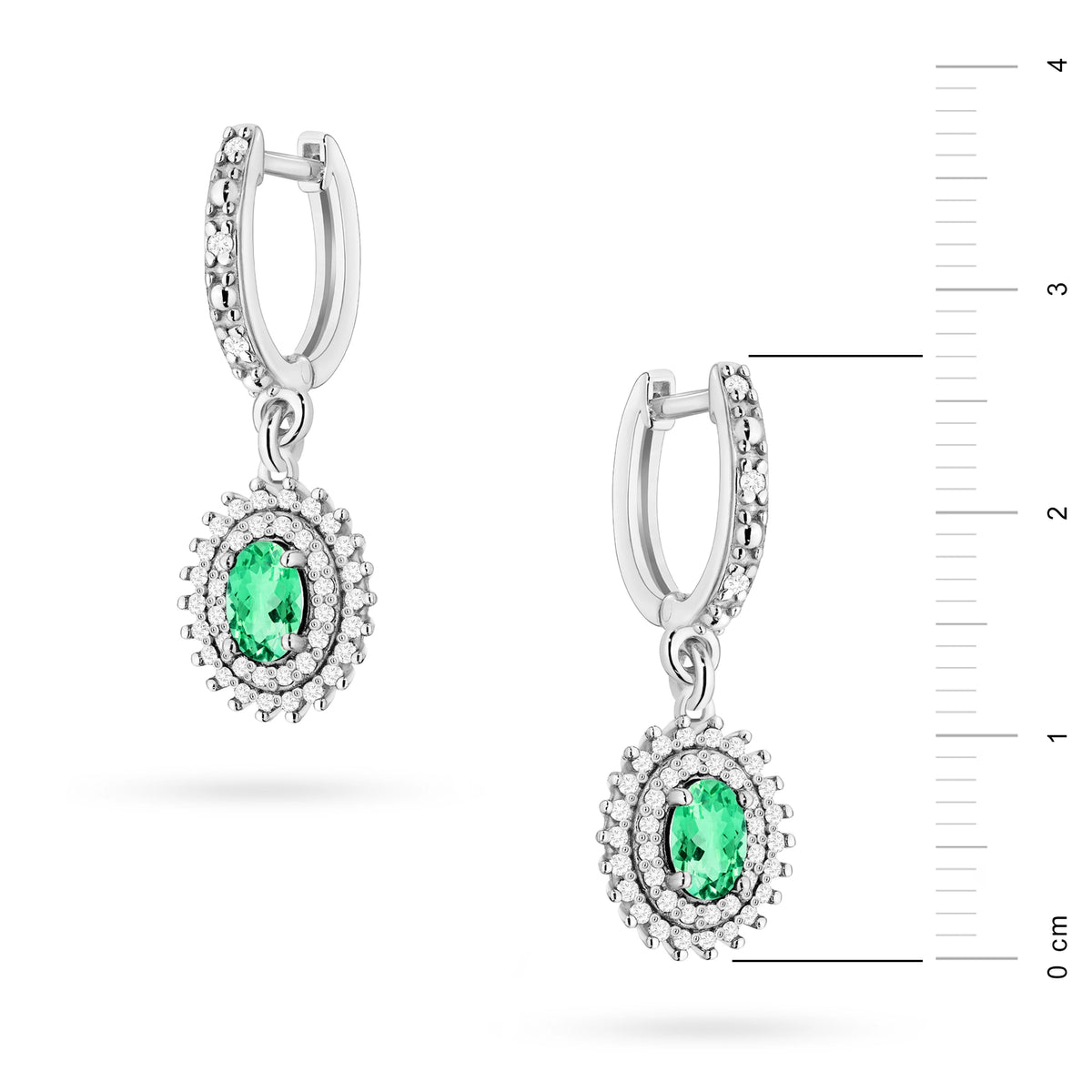 zlaté náušnice se 2 x 0,40 ct smaragdy a 0,442 ct doplňkových diamantů k0303-emg-01