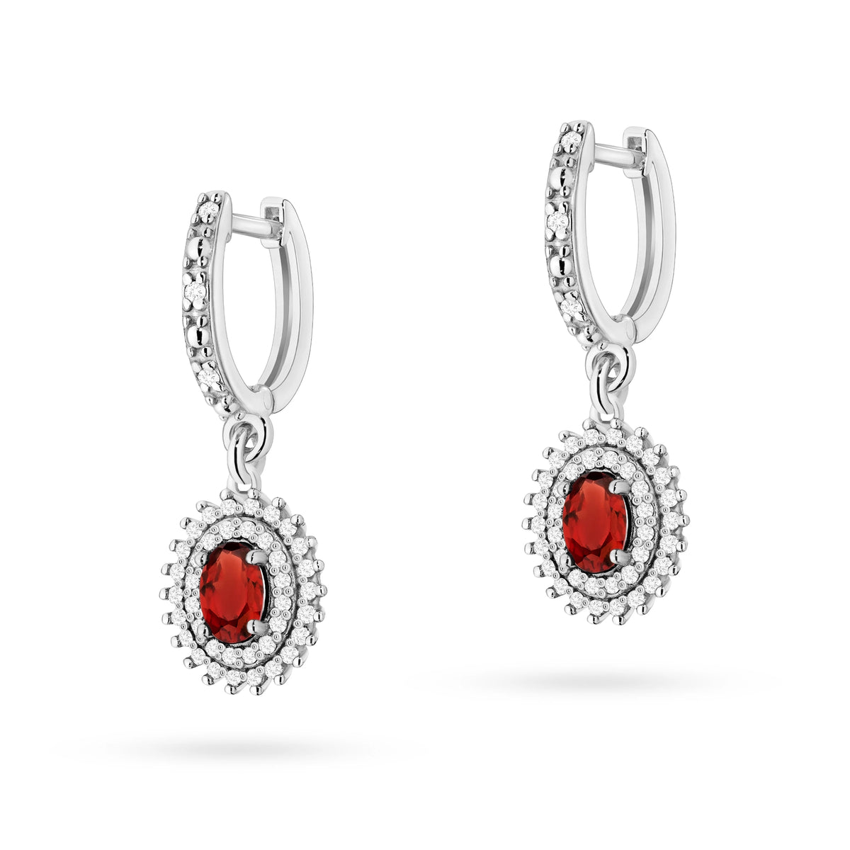 zlaté náušnice se 2 x 0,50 ct granáty a 0,442 ct doplňkovými diamanty k0303-gar-01