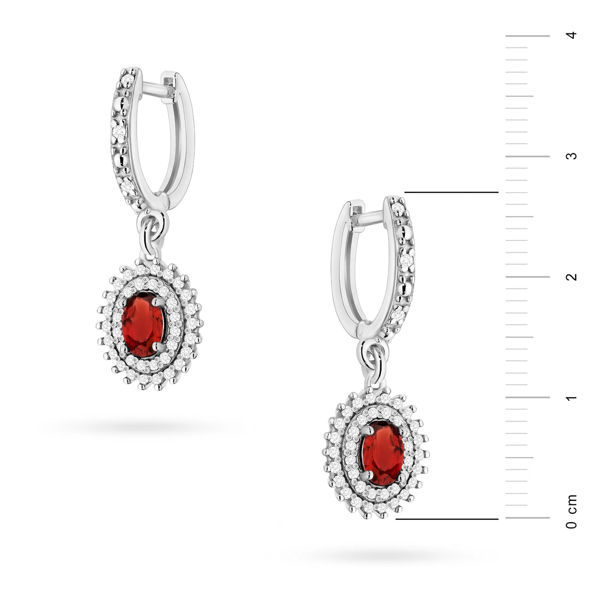 zlaté náušnice se 2 x 0,50 ct granáty a 0,442 ct doplňkovými diamanty k0303-gar-01