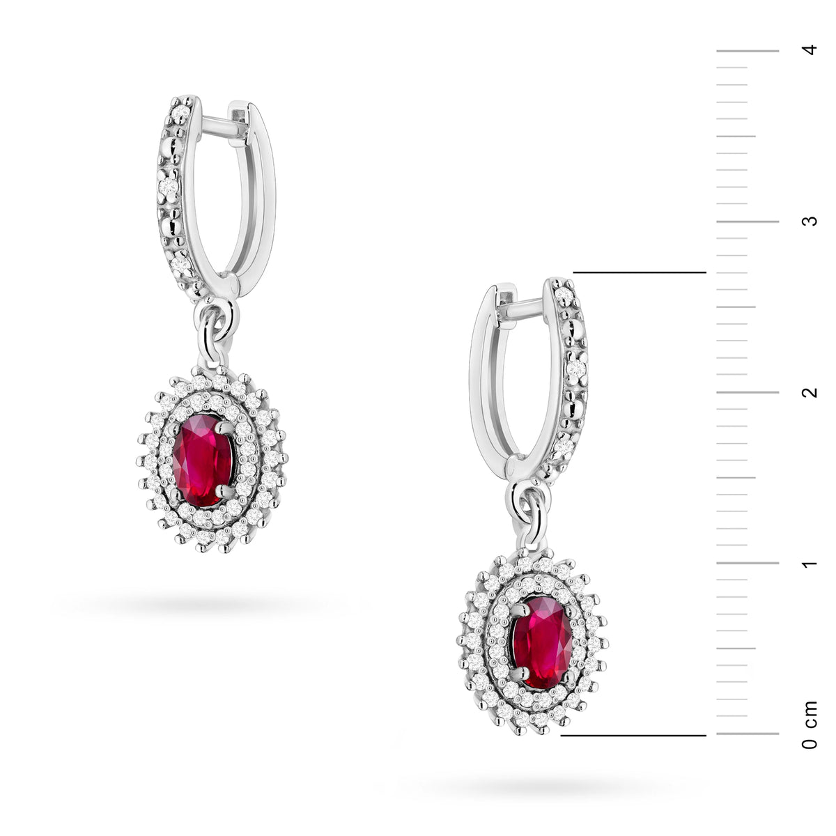 zlaté náušnice s 2 x 0,60 ct rubíny a 0,442 ct doplňujícími diamanty k0303-rur-01