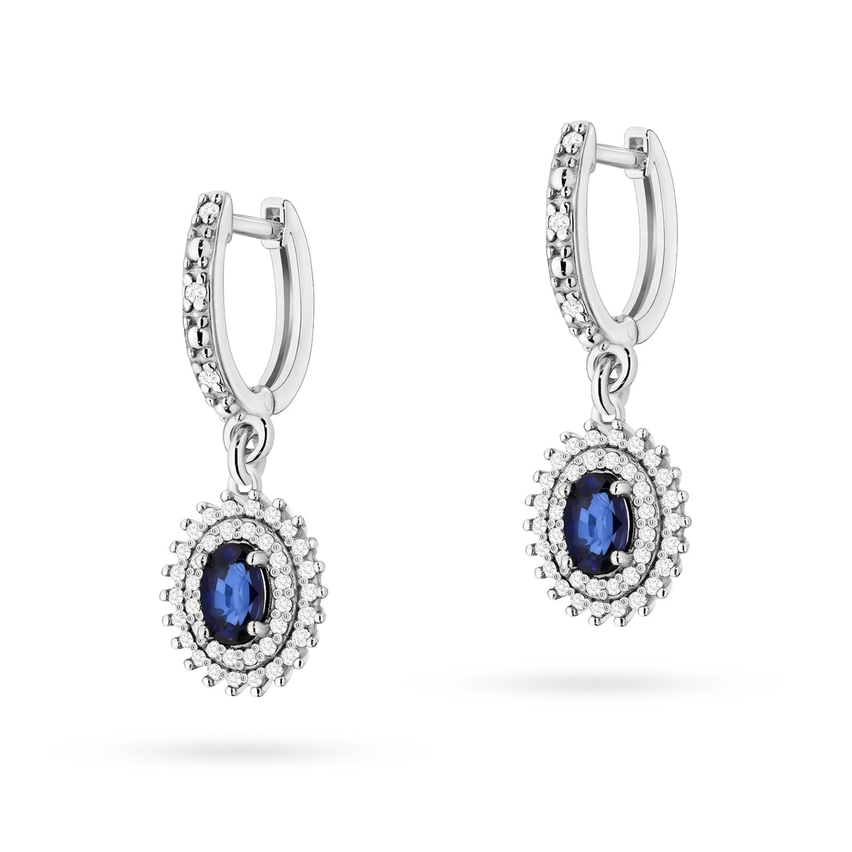 zlaté náušnice se 2 x 0,70 ct safíry a 0,442 ct doplňkovými diamanty k0303-sab-01