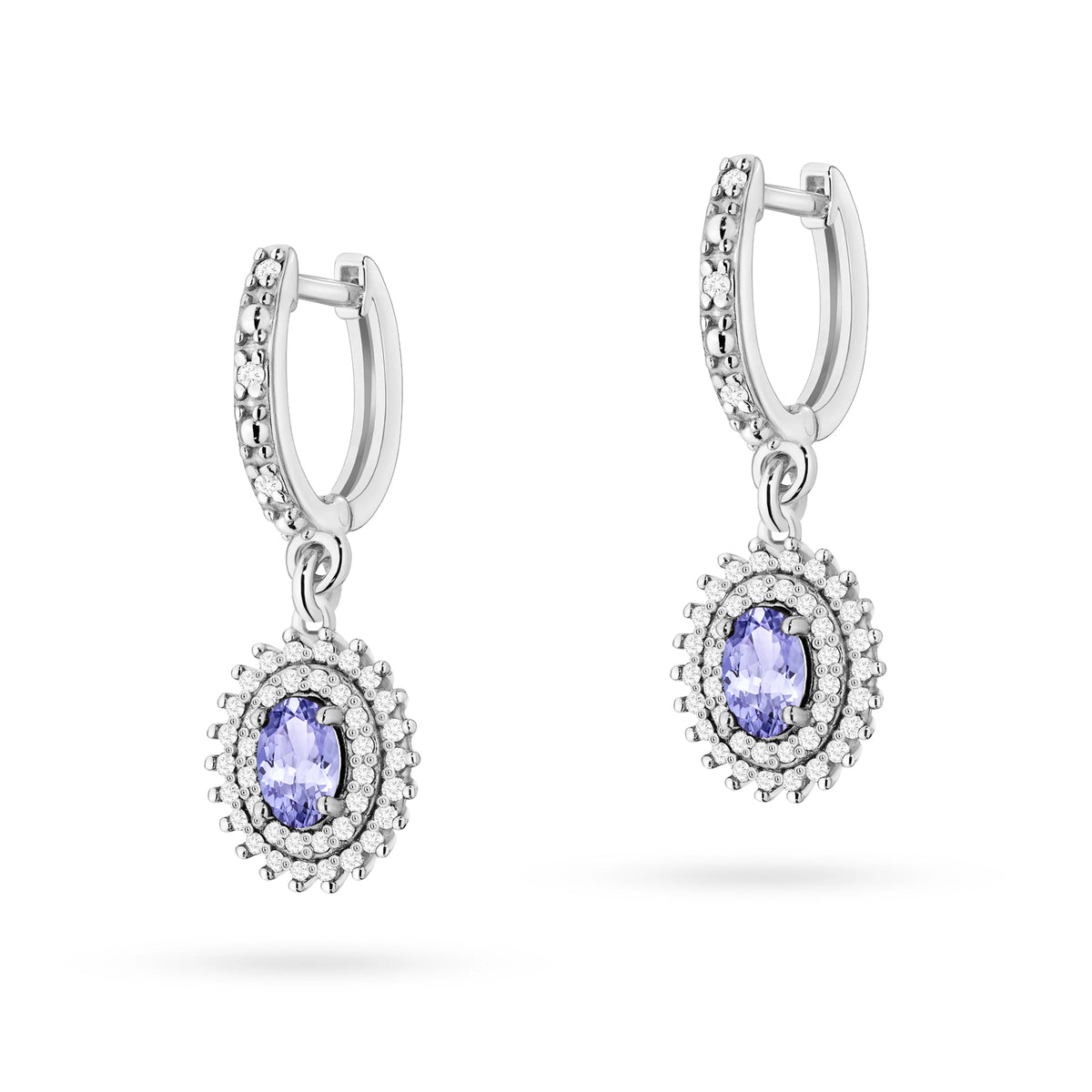 zlaté náušnice s 2 x 0,40 ct tanzanity a 0,442 ct doplňkovými diamanty k0303-tap-01
