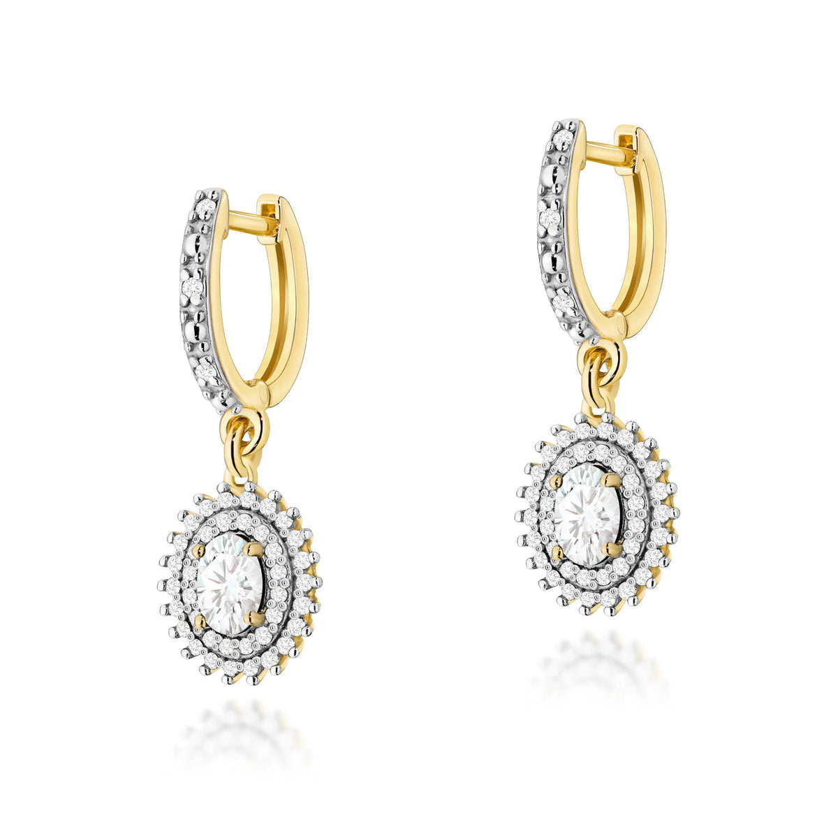 zlaté náušnice se 2 x 0,40 ct, 0,0086 ct a 0,005 ct laboratorně pěstovaných diamantů k0303-ldw-01