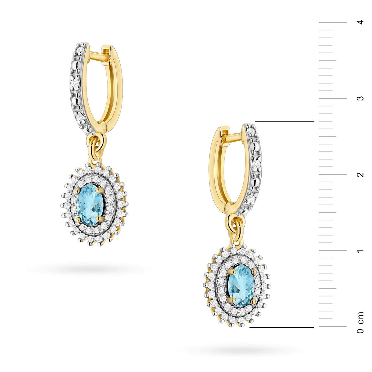 zlaté náušnice se 2 x 0,50 ct topazy a 0,442 ct doplňkovými diamanty k0303-tob-01