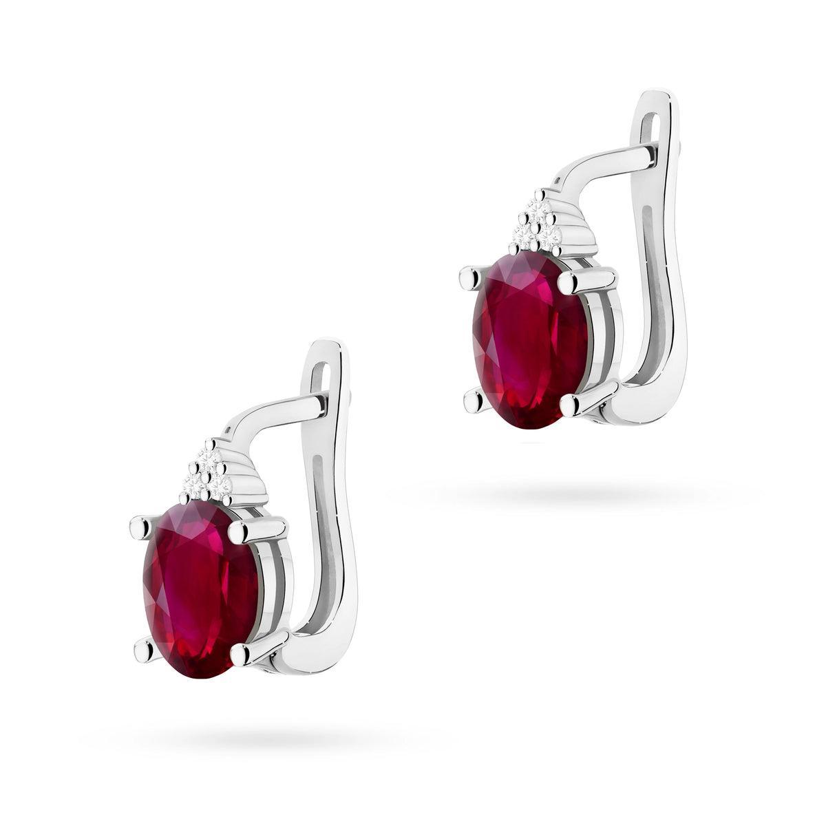 zlaté náušnice s 2 x 1,00 ct rubíny a 0,052 ct doplňujícími diamanty k0308-rur-01