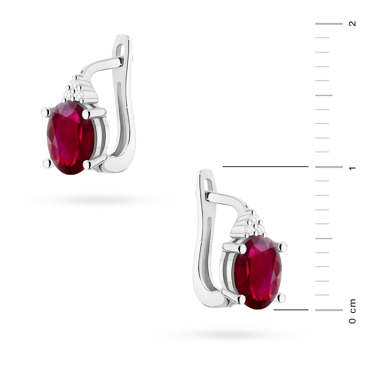zlaté náušnice s 2 x 1,00 ct rubíny a 0,052 ct doplňujícími diamanty k0308-rur-01