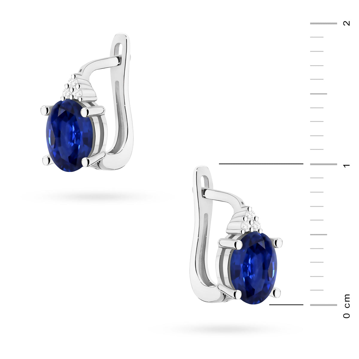 zlaté náušnice se 2 × 0,90 ct safíry a 0,052 ct doplňkovými diamanty k0308-sab-01