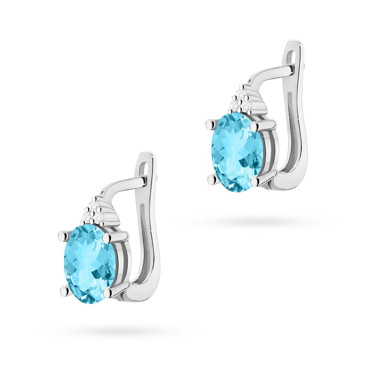 zlaté náušnice se 2 x 0,90 ct topazy a 0,052 ct doplňujícími diamanty k0308-tob-01