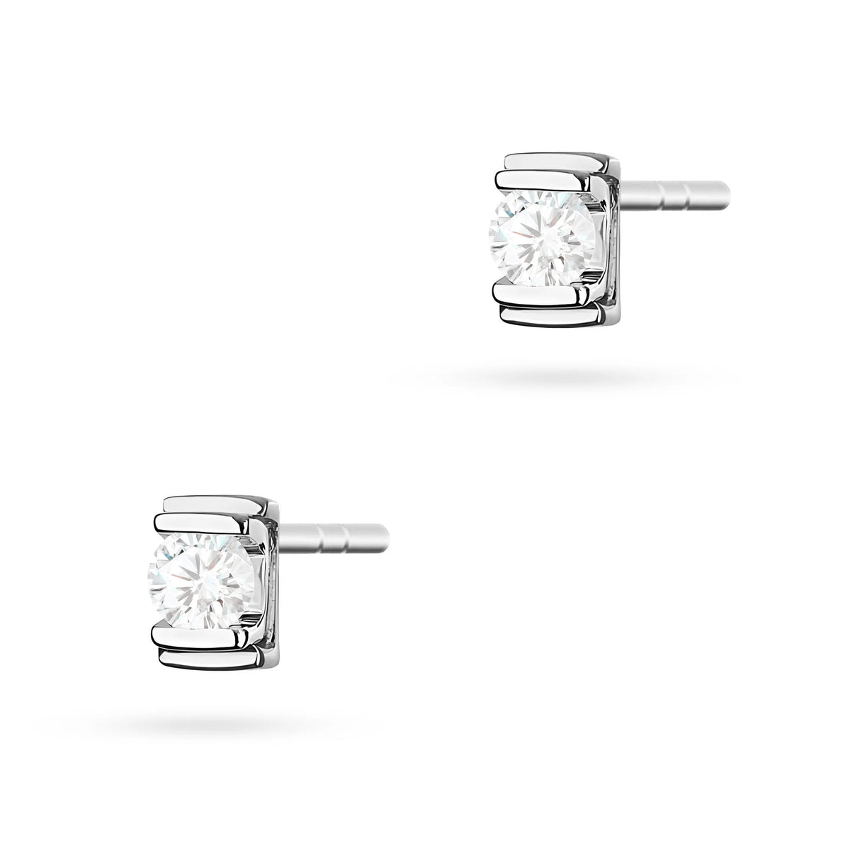 White Gold Earrings with 0.10 ct Diamonds | 585 (14k) White Gold Stud Earrings