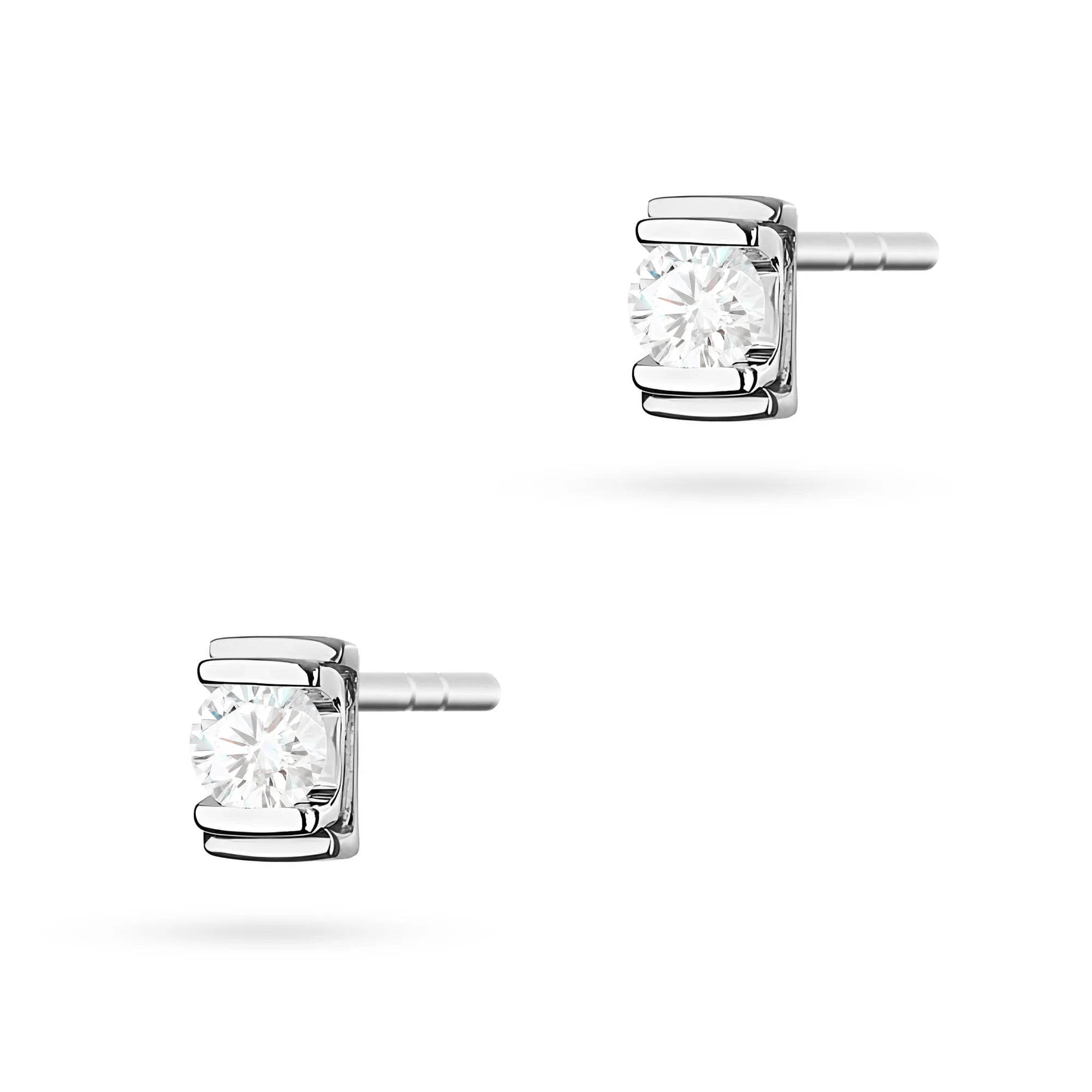 White Gold Earrings with 0.10 ct Diamonds | 585 (14k) White Gold Stud Earrings