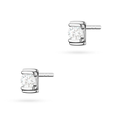 White Gold Earrings with 0.10 ct Diamonds | 585 (14k) White Gold Stud Earrings