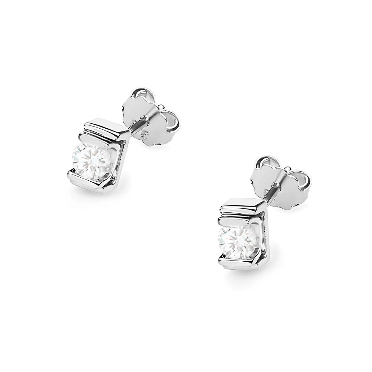 White Gold Earrings with 0.10 ct Diamonds | 585 (14k) White Gold Stud Earrings
