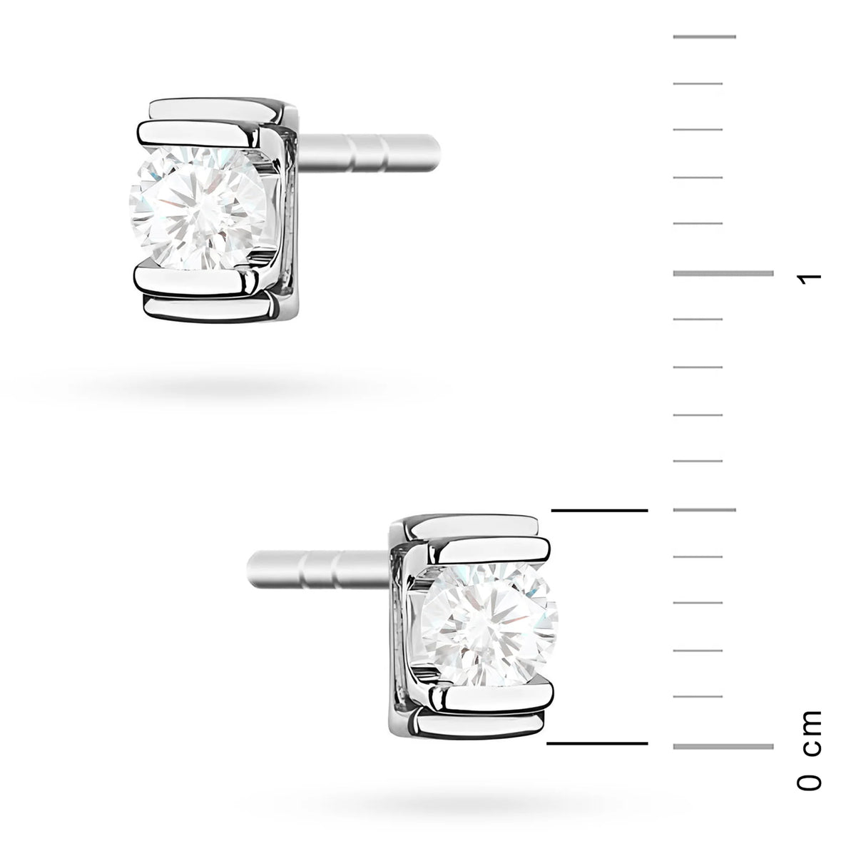 White Gold Earrings with 0.10 ct Diamonds | 585 (14k) White Gold Stud Earrings