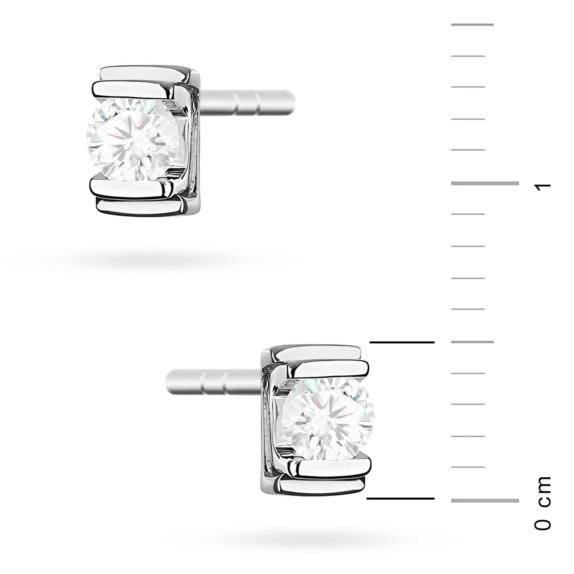 White Gold Earrings with 0.10 ct Diamonds | 585 (14k) White Gold Stud Earrings