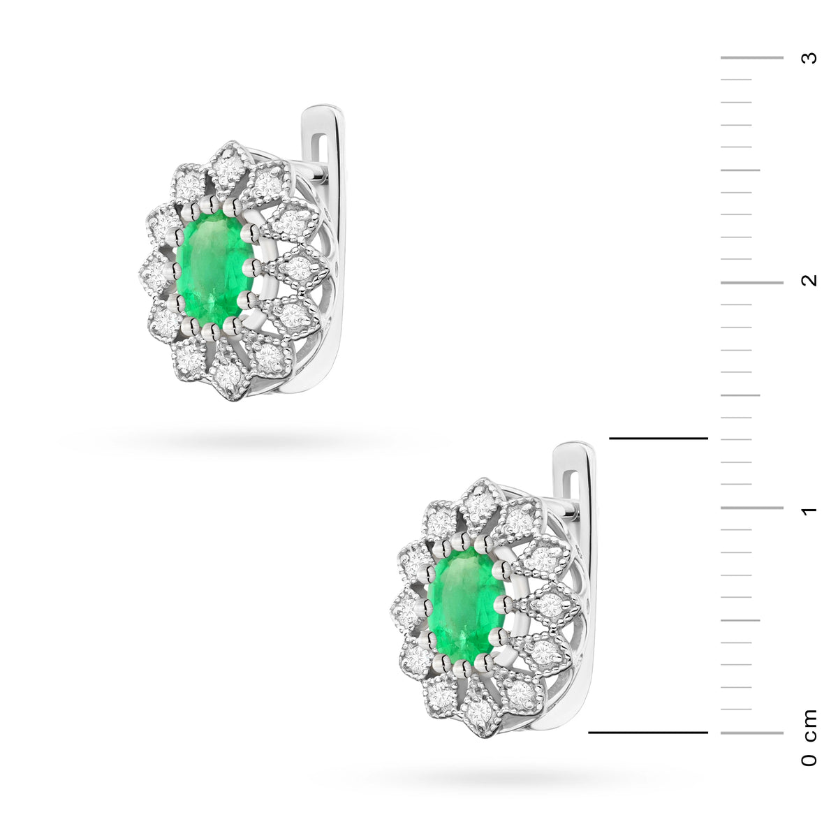 zlaté náušnice se 2 × 0,40 ct smaragdy a 0,206 ct doplňujícími diamanty k0354-emg-01