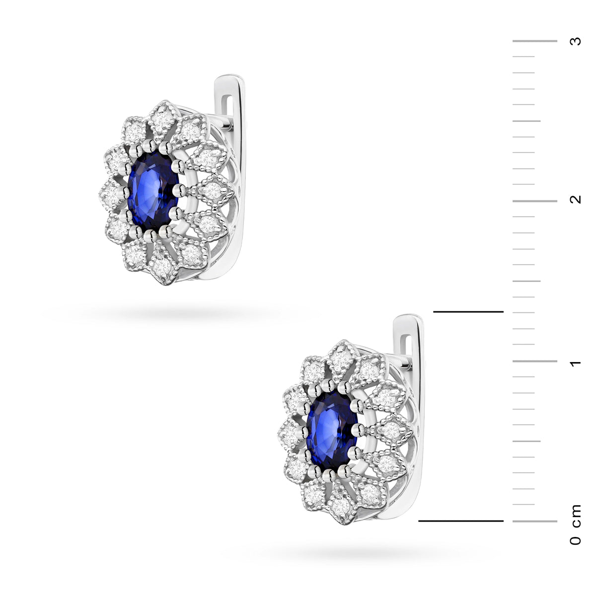 zlaté náušnice se 2 × 0,70 ct safíry a 0,206 ct doplňkovými diamanty k0354-sab-01