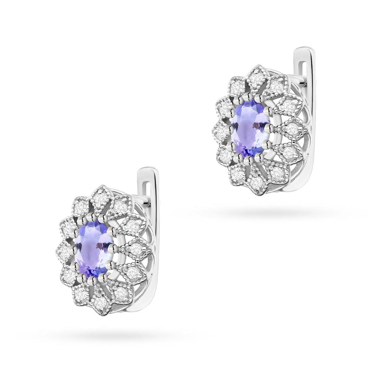 zlaté náušnice se 2 x 0,40 ct tanzanity a 0,206 ct doplňujícími diamanty k0354-tap-01