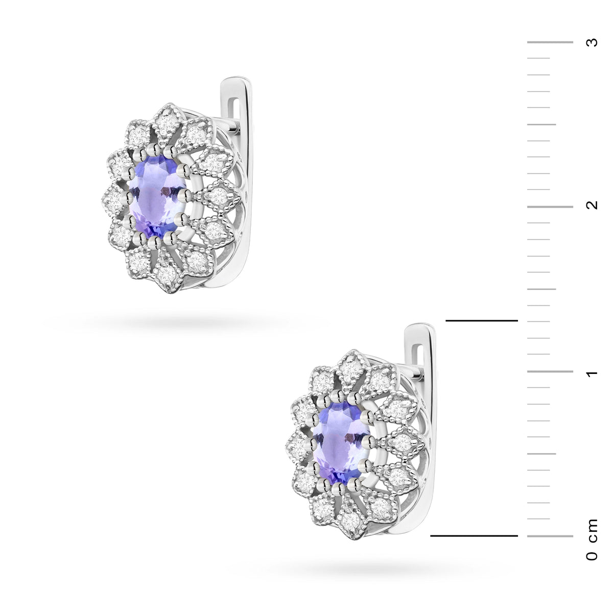 zlaté náušnice se 2 x 0,40 ct tanzanity a 0,206 ct doplňujícími diamanty k0354-tap-01